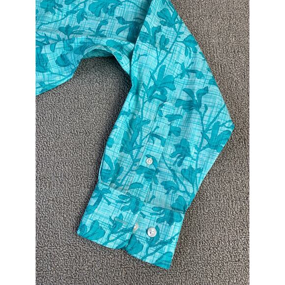 Ariat Button Down Shirt Fitted Blue Tropical Print Rodeo Western Size Large - Picture 5 of 8